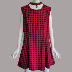 Royal Monk Rockabilly Goth Choker Neck w Spider Red Black Check Stretch Dress